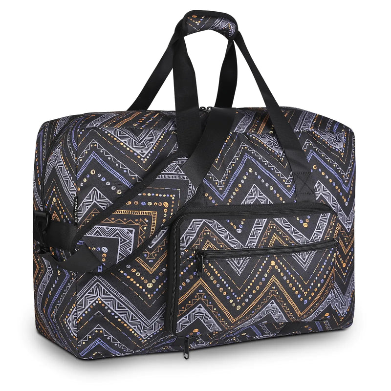 F.FETIVIN Weekender Bag Carry On Bag Travel Duffle Bag Medium Overnight Bag for Women (Wavy Stripes)