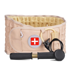 6xigouma Decompression Back Belt - Lumbar Support Belt for Men & Women Lower Back Pain Relief Back Traction Device Fits Waist Size 29-49 Inches (Beige)