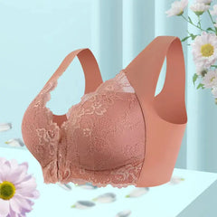 Lace Wireless Bra for Women - Plus Size Front Closure