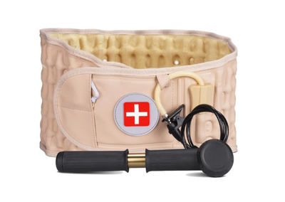 6xigouma Decompression Back Belt - Lumbar Support Belt for Men & Women Lower Back Pain Relief Back Traction Device Fits Waist Size 29-49 Inches (Beige)