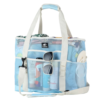 HAMISH Beach Bag Mesh Beach Bag40L Multipurpose Tote Bag For Women Travel Waterproof swim Pool Bag Lightweight & Foldable Beach Bag Toy Bag